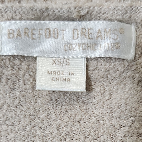 Barefoot Dreams Women's Cozychic Lite Circle Cream/ Tan Cardigan - Picture 10 of 10